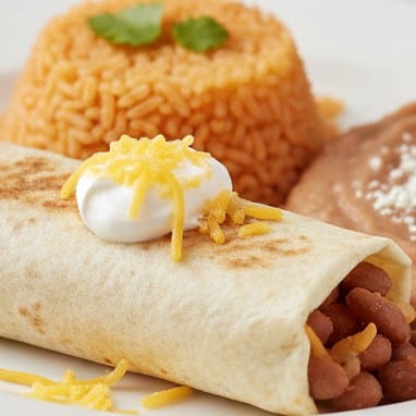 Kid's Burrito And Rice And Beans..